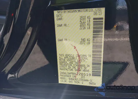2014 Nissan Altima 2.5 S from USA, damaged, VIN 1N4AL3AP9EN220519